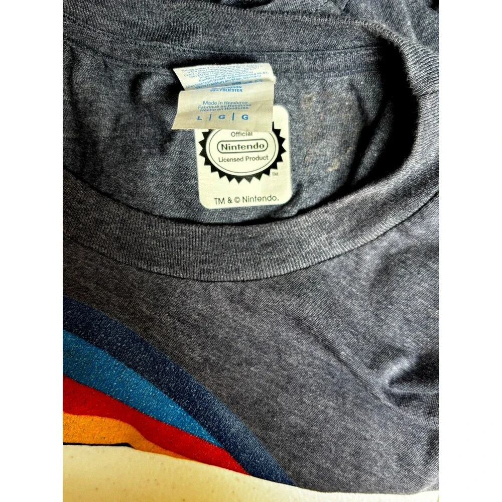Super Mario Bros Nintendo Men’s L Gray Retro Graphic T-Shirt Mario